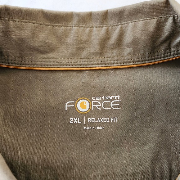 Carhartt Force Relaxed Fit Shirt Tan Brown Button Up Long Sleeve Men's 2XL - Picture 4 of 6